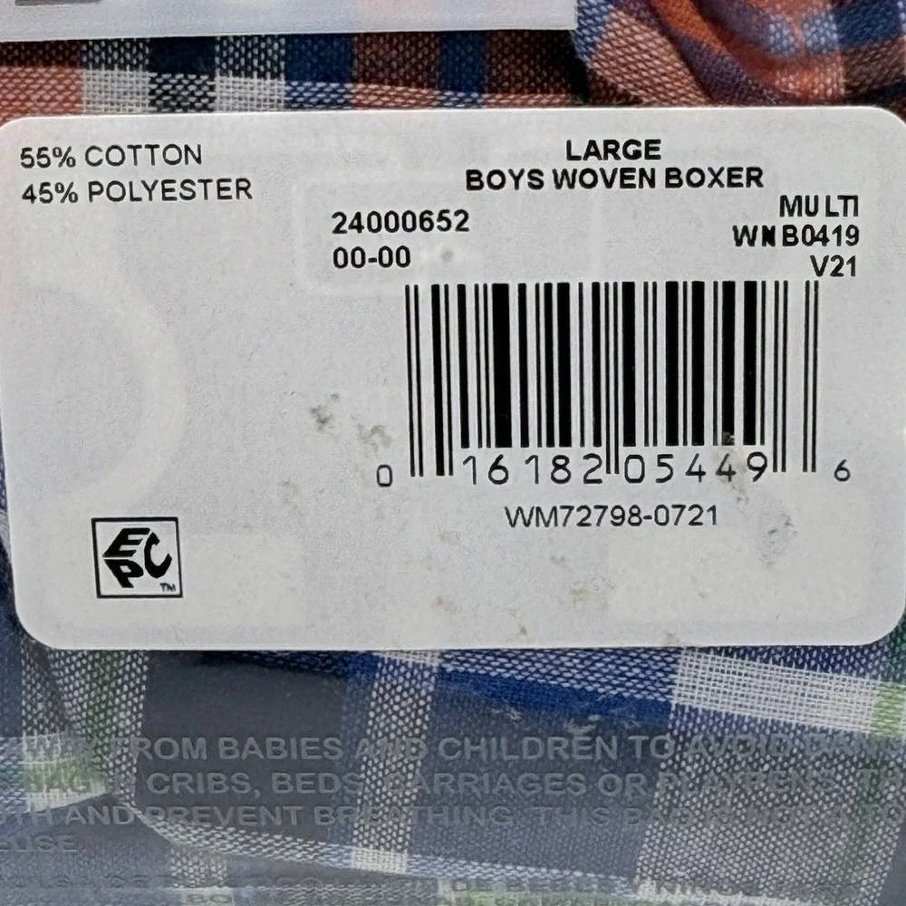 Wonder Nation Woven Boxers Boys Size‎ L 10-12 5 Pack Plaid Multicolor NEW